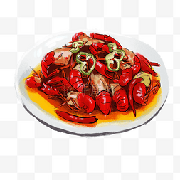 美食小插画图片_美味的小龙虾免抠图