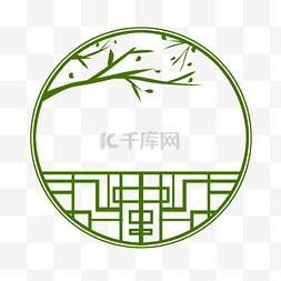 绿色边框简约图片_中国风边框剪纸窗花古典树枝