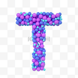紫色立体字母图片_C4D气球立体字母T元素