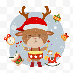 圣诞节冬季冬天插画圣诞小鹿