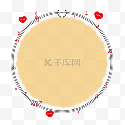 情人节素材可爱线谱手撕边木色底