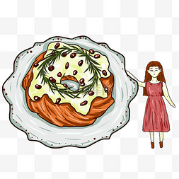 小清新女孩插画图片_手绘卡通可爱小清新食物插画食物