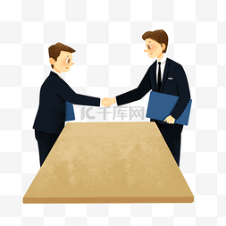招聘面试合作握手的两个人