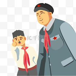老爷爷向左看图片_戴红领巾老爷爷少年 