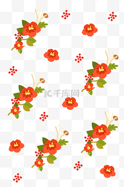 红色花卉底纹
