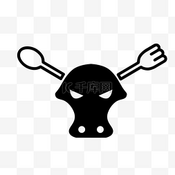 牛logo图片_矢量图叉子勺子牛简约logo