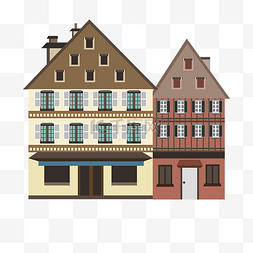 法式建筑小镇房子法国小镇手绘卡