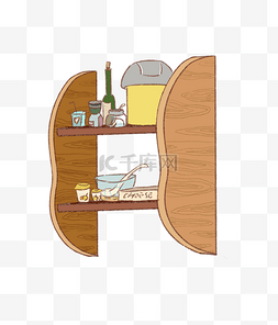装柜家图片_黄色的简易木头柜插画