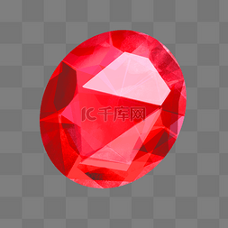 晶莹剔透红色椭圆形宝石