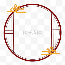 古典中国风祥云圆形窗户边框分层