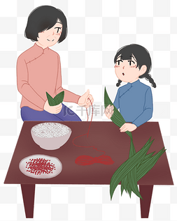 端午节包粽子插画
