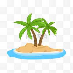 岛上的居民图片_手绘卡通椰子树插画
