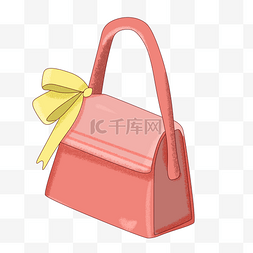 手提包卡通图片_黄色丝带粉色包包