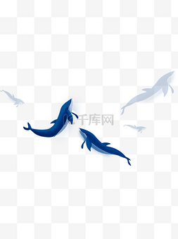 游泳的鲸鱼图片_海洋的游泳的蓝色鲸鱼卡通元素
