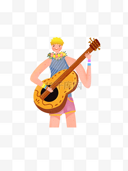 黄发弹吉他的女生音乐节卡通元素