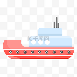 轮船插画图片_红色的轮船手绘插画