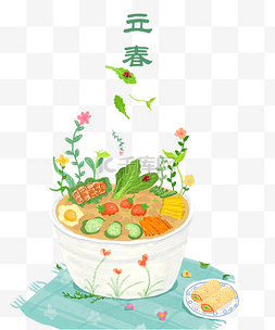 绿色清新养生图片_立春二十四节气美食插画