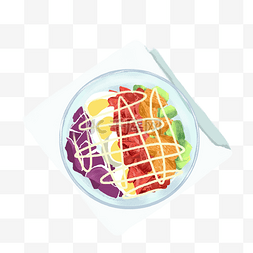低能量食物水果沙拉插画