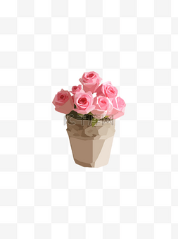 表白简约图片_矢量植物粉玫瑰简约PS素材1情人节