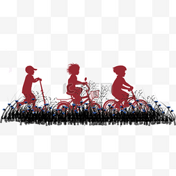 活动剪影海报图片_儿童节骑单车剪影设计素材