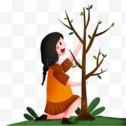 植树节图片_植树节人物和树木插画