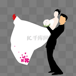 手绘抱起新娘的新郎矢量免抠图