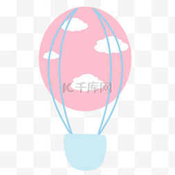 手绘卡通粉色浪漫热气球