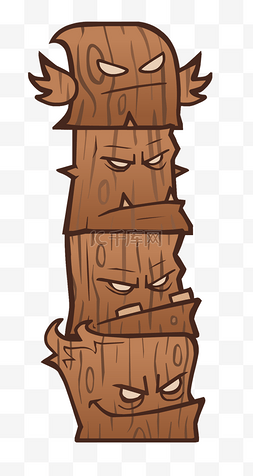 圆木头图片_卡通创意游戏人物木头怪兽