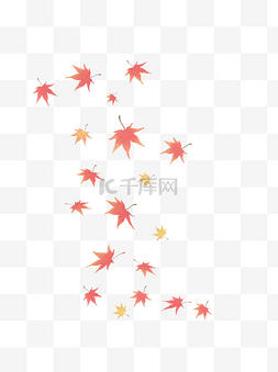 秋天文艺风红叶秋叶飘落漂浮素材