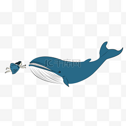 创意鲸鱼插画图片_手绘大鲸鱼与小女孩