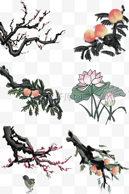 桃花桃子图片_桃花桃子树枝