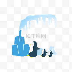企鹅边框图片_北极企鹅冰雪边框