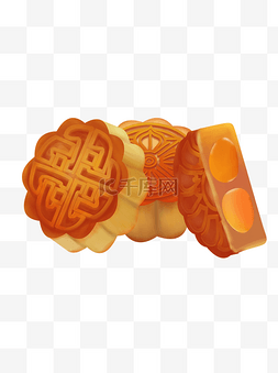 中秋节中秋双黄月饼手绘中国风设