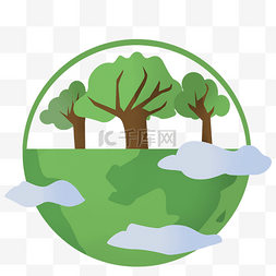绿色生态卡通图片_地球生态环境地球绿色家园