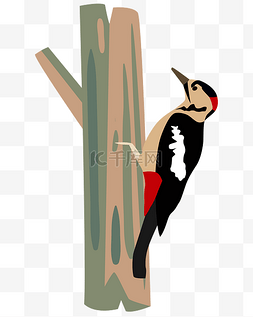 啄木鸟矢量图片_矢量手绘可爱啄木鸟