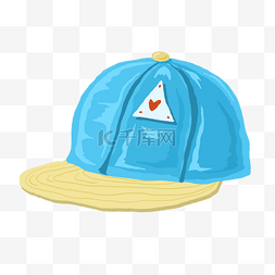 创意帽子插画图片_创意蓝色棒球帽插画