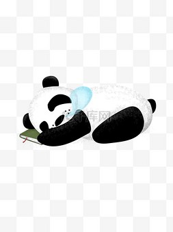 熊猫手绘风图片_简约可爱手绘风睡觉的熊猫可商用