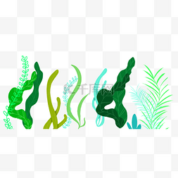 海底植物植物图片_卡通手绘绿色海底植物