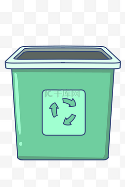 环境保护插图图片_绿色可回收物环保桶