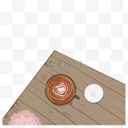 咖啡桌图片_手绘咖啡桌一角方糖花朵免抠元素