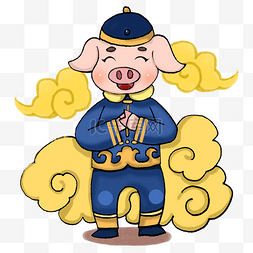 猪年送祝福图片_卡通手绘新年可爱小猪送祝福创意