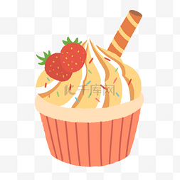 草莓蛋糕素材图片_小蛋糕杯蛋糕插画