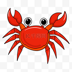 卡通手绘红色螃蟹插画