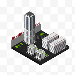 高楼概念图片_2.5D立体风格商务区