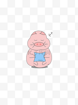 可爱粉色小猪猪年睡觉抱枕表情可