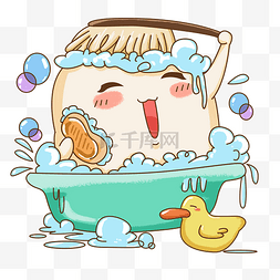 水泡泡图片_爱牙日卡通牙齿形象之洗澡的牙牙