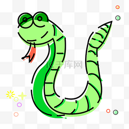 绿色的手绘卡通蛇