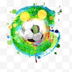喷溅素材图图片_手绘油画布喷溅足球免抠图