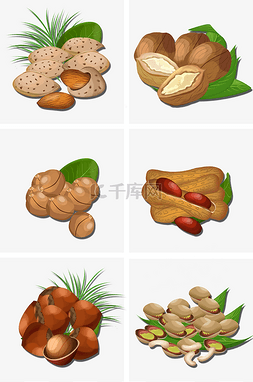 年货坚果零食干果礼品手绘插画