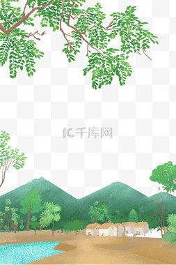 风景插画创意边框